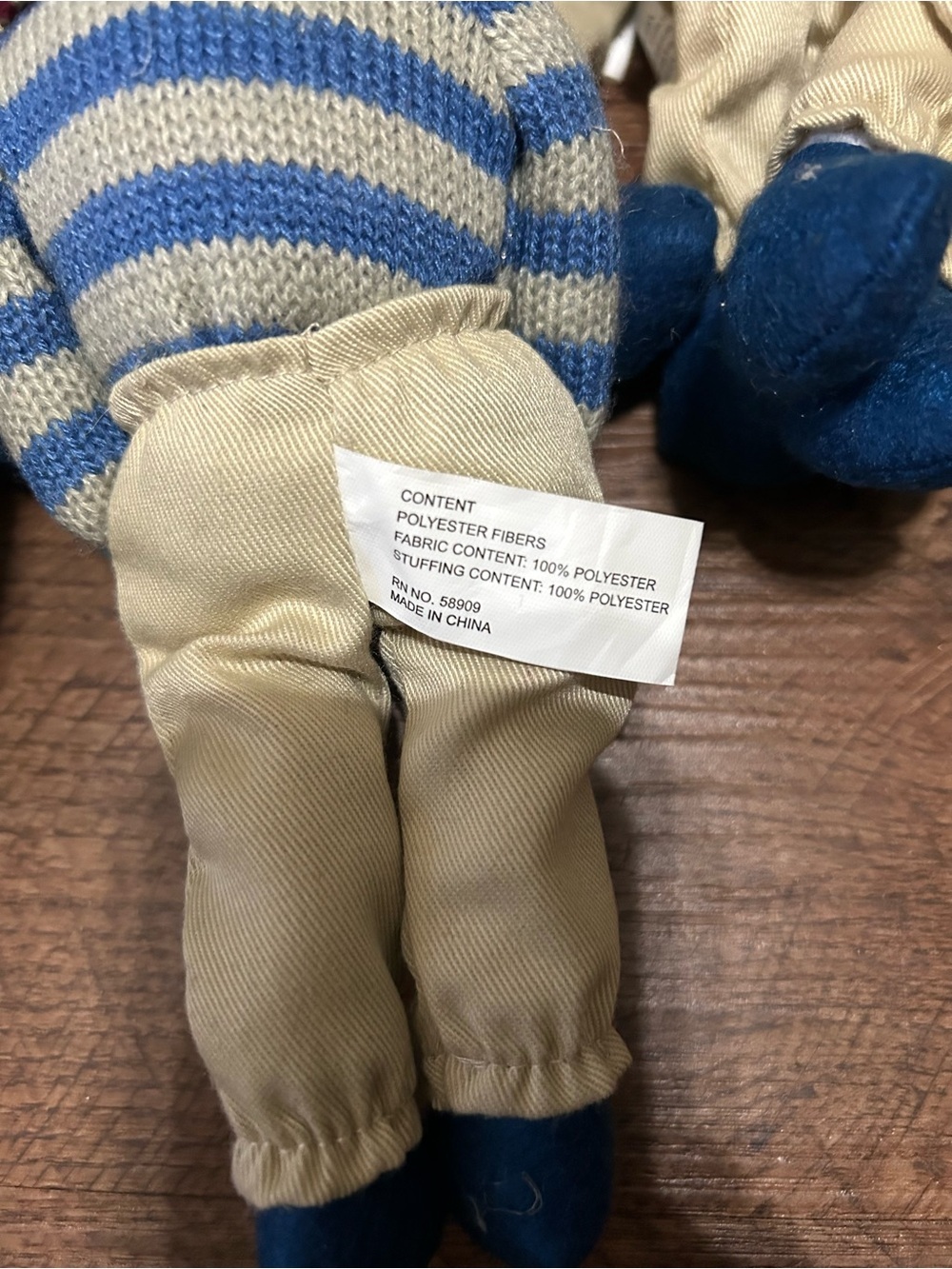 Dillard’s Teddy Bear Christmas Ornaments Lot of 8 Plush Blue Stripe Holiday Bear - Picture 4 of 6